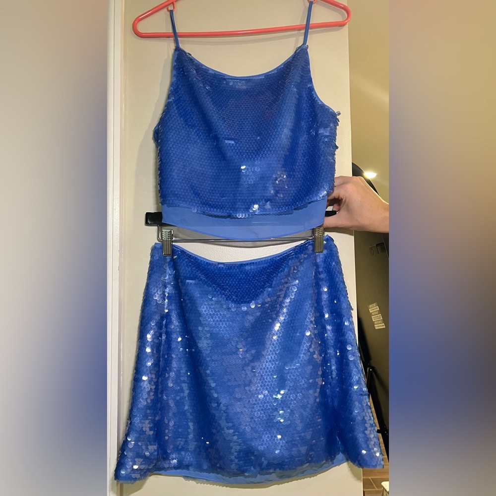Blue Sequin Party Outfit